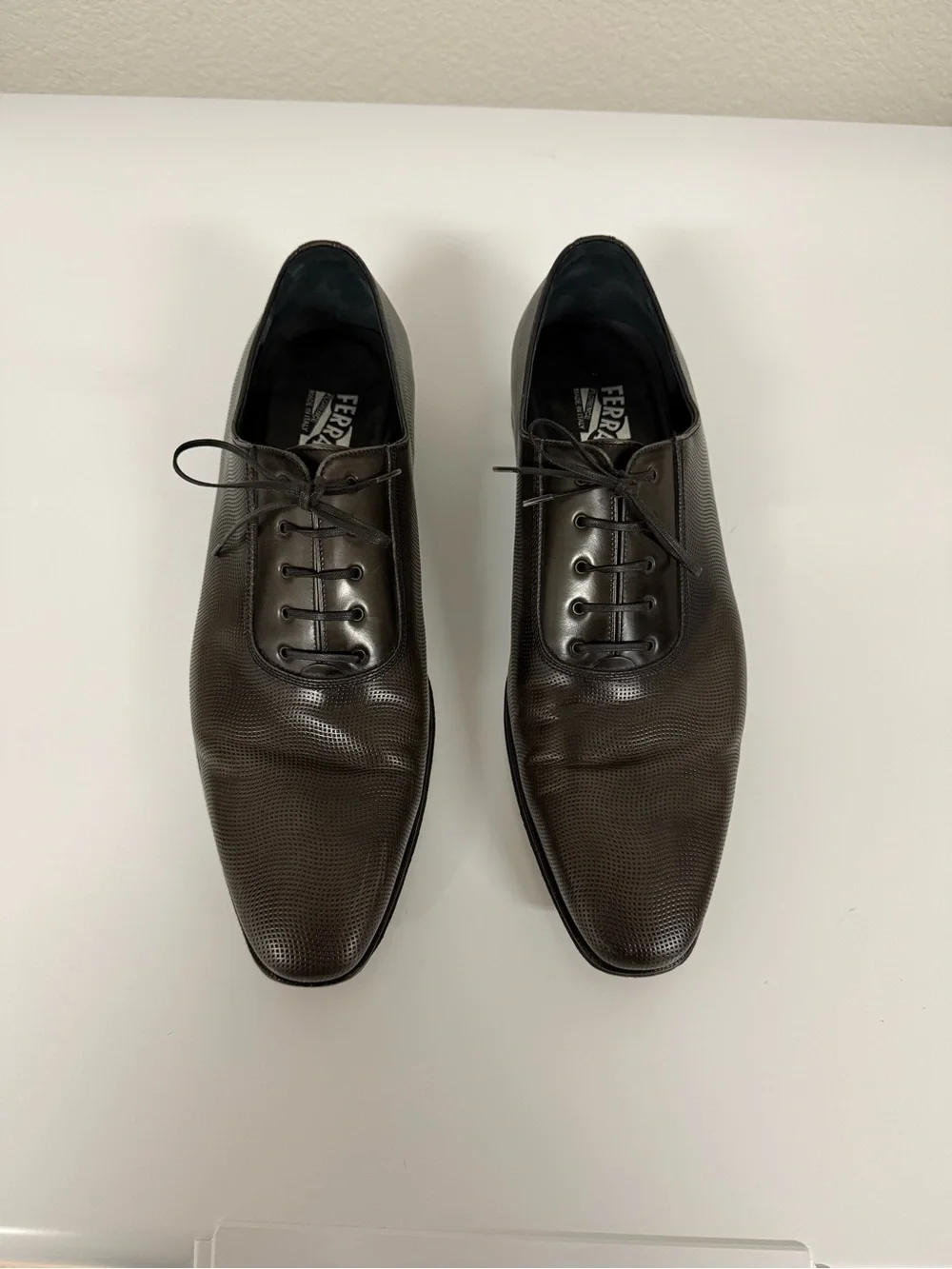 Salvatore Ferragamo Men\'s Dark Brown Leather Derby Shoes Salvatore Ferragamo Leather Derby Brown Dress Shoes Lace Up  main image 4